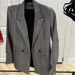 Women’s Plaid Blazer Double Breasted - Like New Condition - Grey Black Purple
